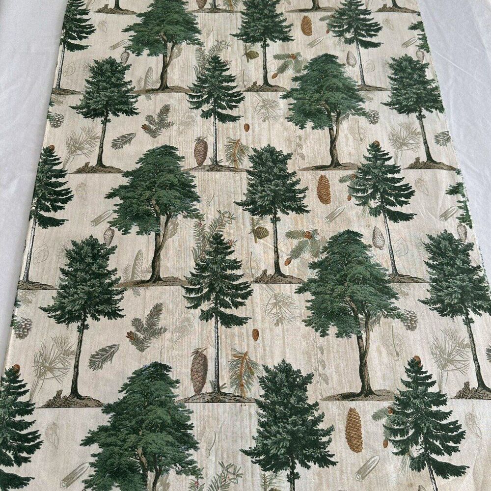 Pinecones Woodland Trees Fabric Branch Allover Beige David Textiles BTY